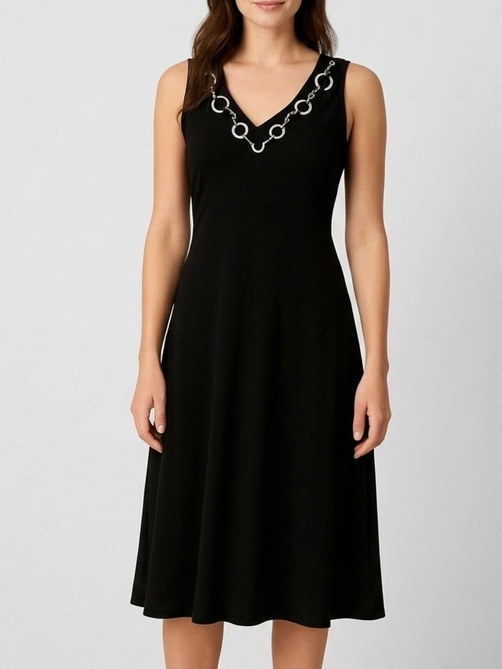 SPANNER Black V Neck Cocktail Dress with Plastic Circles Plus size XL